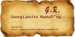 Georgijevits Radvány névjegykártya